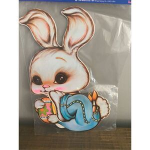 16" Jointed Easter Bunny Decorations One Sided 1981 Beistle 2 Pack